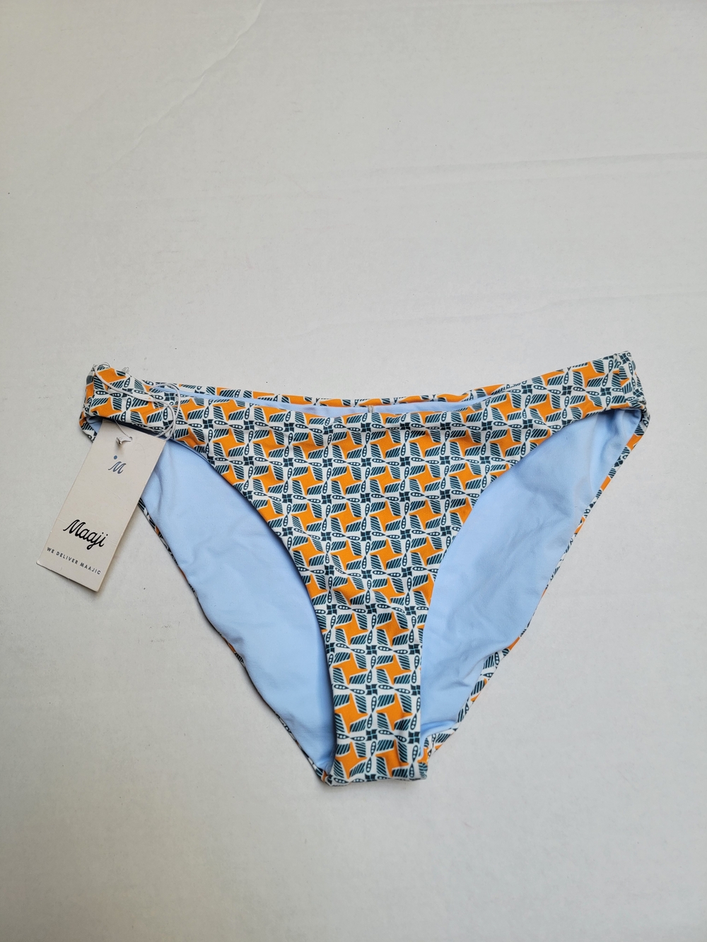 Maaji Orange & Light Blue Geometric Bikini Bottoms Size Medium